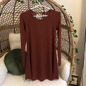 Small Rust Forever 21 Long Sleeve Swing Dress